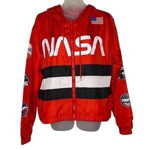 NASA Red Graphic Windbreaker by
Chemistry With Pockets Large NWT